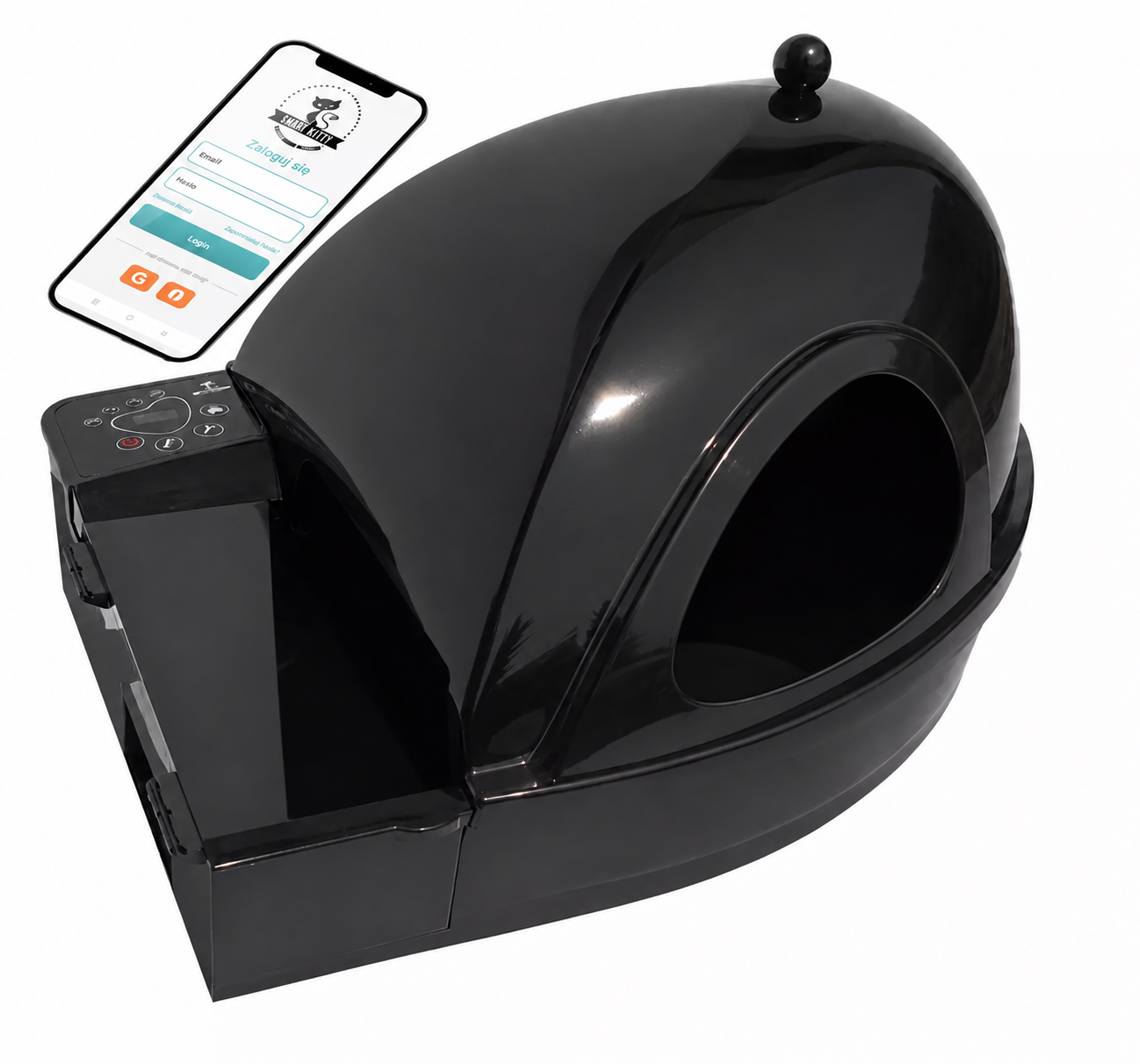 Kuweta SmartKitty z ekranem logowania aplikacji